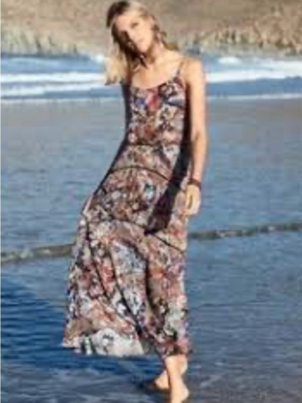 Peruvian Connection Arita Abstract Spaghetti Strap Maxi Dress, Size 10